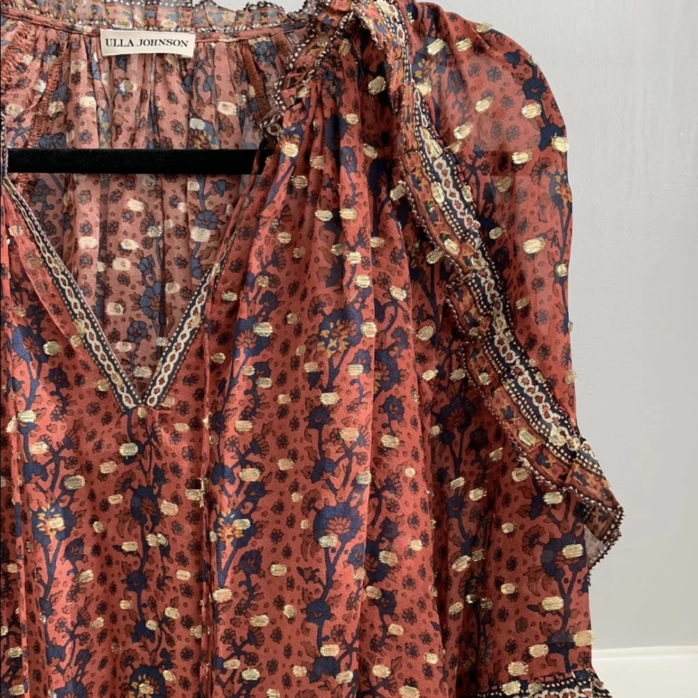 Ulla Johnson Silk/Lurex Boho Blouse 0/XS - Picture 5 of 13